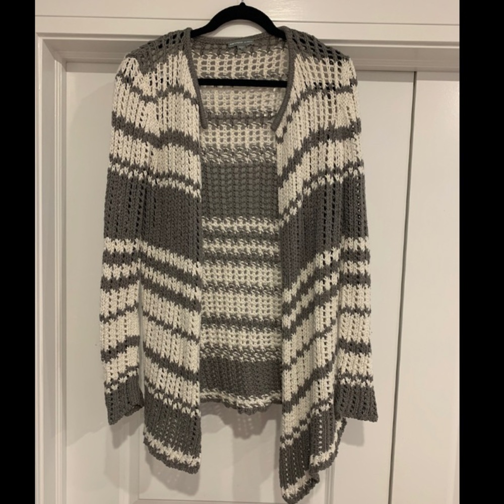 James Perse Stripped Open Long Cardigan Sweater